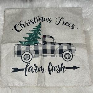 New Christmas white black green buffalo print Tree truck pillow cover holiday